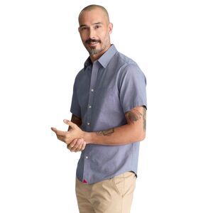 UNTUCKit Petrus Relaxed Fit Wrinkle-Free Short Sleeve Button Up Sz XL Denim Blue